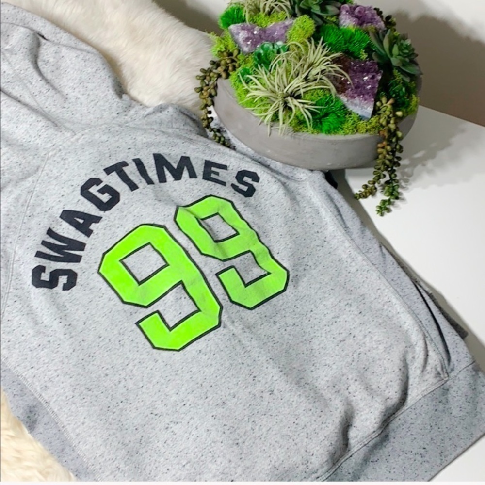 Divided H&M Hooded Grey neon Swagger Sweatshirt large